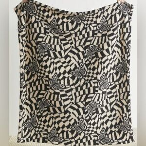 UO Urban Outfitters White & Black Fleece Patterned Blanket 60”x50” NWT